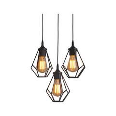 Stylish Hanging Light Fixtures with Edison Bulbs Isolated on Transparent Background