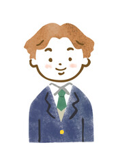 制服を着た男子中高生の上半身イラスト