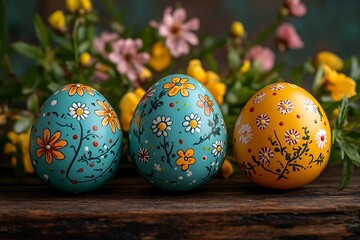 Happy Easter greeting card. Christian religion holiday celebration and decoration.