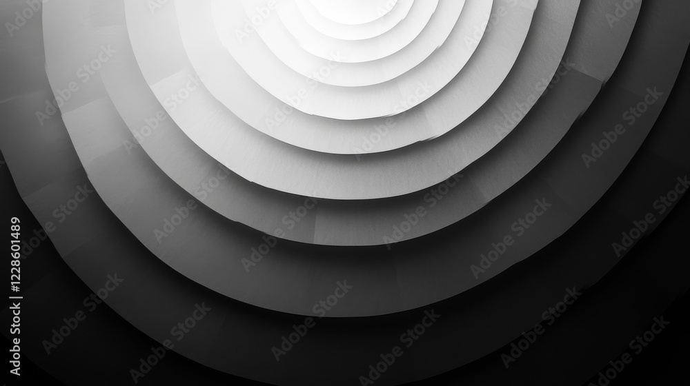 Poster abstract grayscale concentric circles layered design