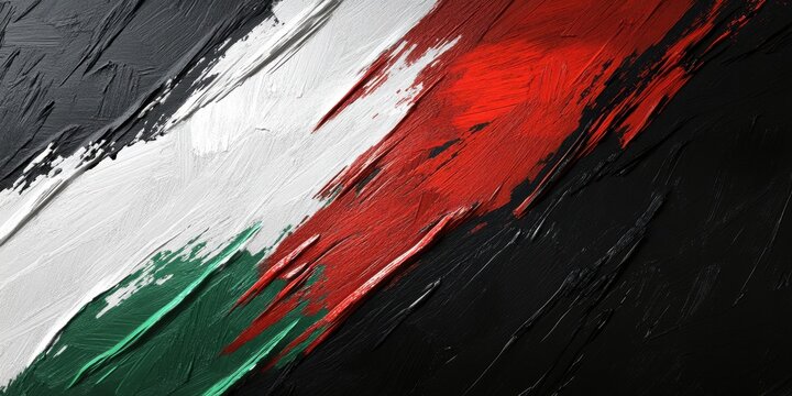 Abstract Palestinian Flag Artistic Impression: Bold Strokes of Green White Red Black