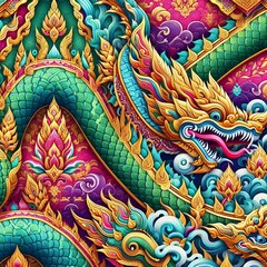 Thai Naga Dragon Art &ndash; Vibrant Mythological Serpent
Colorful Thai Serpent &ndash; Mystical Naga in Traditional Art
"Thai Naga Dragon with Intricate Patterns &ndash; Fantasy Illustration"
