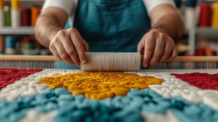 Crafting a Colorful Textile Art Piece with Intricate Embroidery Techniques