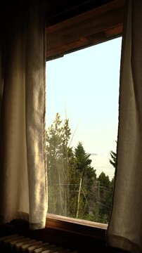 ventana con vista a lago patagonico