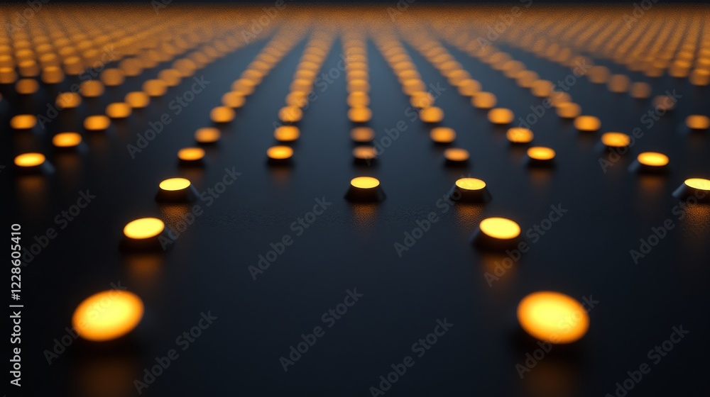 Poster illuminated pathways converging in abstract design