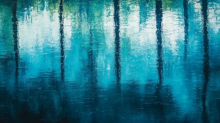 Abstract Teal Water Reflection Of Trees