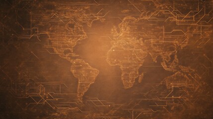 Vintage Map with Swirling Design and Intricate Patterns