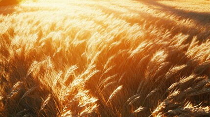Golden wheat field sunset, rural landscape, harvest