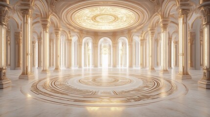 Obraz premium Elaborate Circular Mosaic Design on Luxurious Floor in Grand Space