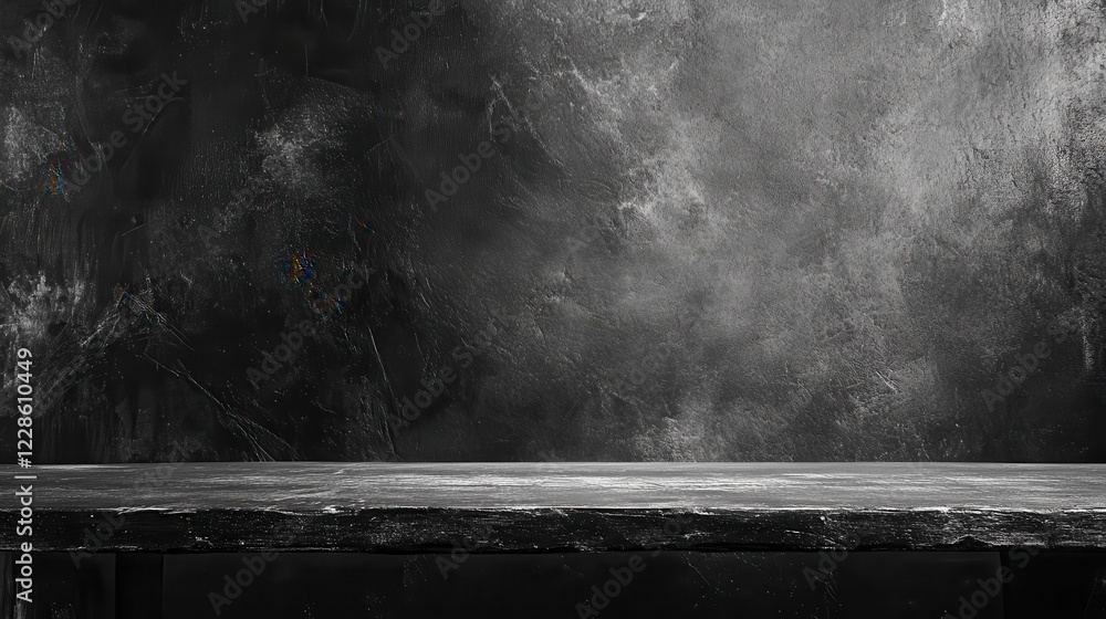 Poster dark textured background with a rustic wooden table. ideal for product displays, showcasing items ag