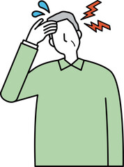 頭が痛い高齢男性