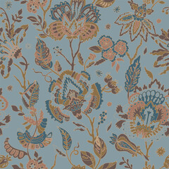 Ornate florals on light blue