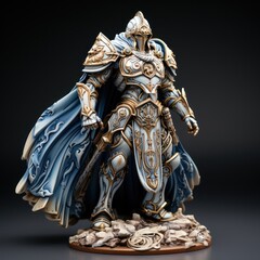 Fototapeta premium Epic Holy Knight Miniature Statue By Generated AI