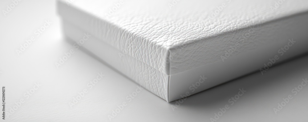 Poster close-up of a white gift box with a unique texture