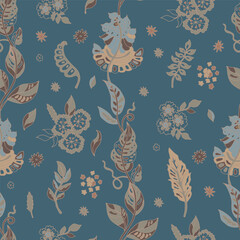 Delicate florals on deep blue