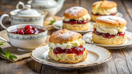 Indulging in classic cream tea scones with clotted cream and jam served in a cozy setting