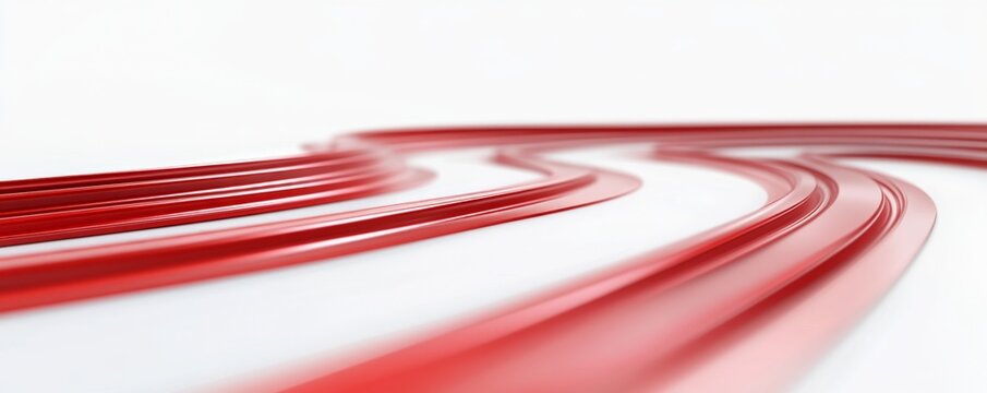 Red curves flowing on white background, abstract design