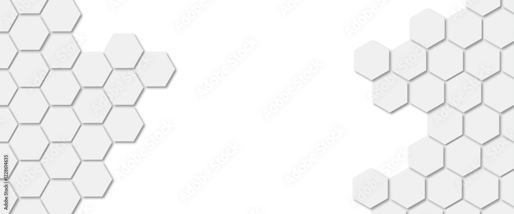 Poster vector abstract honeycomb white and gray geometric abstract background with simple hexagonal element