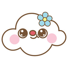 cute kawaii Cloud outline cartoon doodle illustration