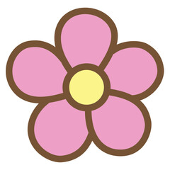 cute kawaii Flower outline cartoon doodle illustration