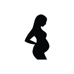 Silhouette of pregnant woman isolated on white background