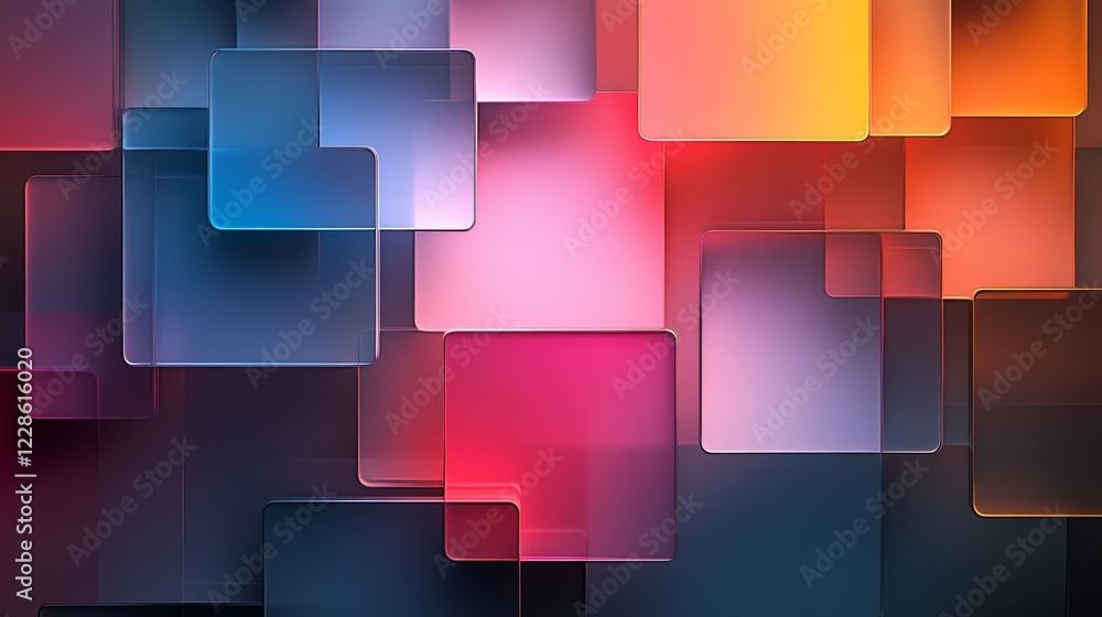 Aufkleber abstract colorful overlapping square shapes design
