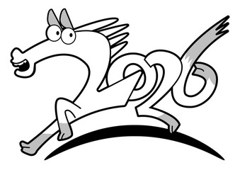 2026の形の馬-白黒