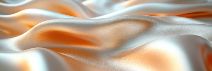 Obraz premium Peach and Cream Silk Drapery: Luxurious Fabric Texture