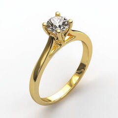 Solitaire diamond ring in yellow gold. (1)