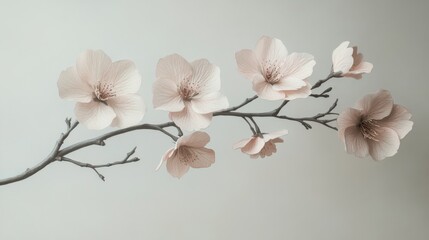 Obraz premium Delicate Branch of Pale Pink Blossoms