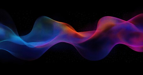 Obraz premium Vibrant Abstract Wave of Colors with Neon Effect and Dynamic Composition on Black Background