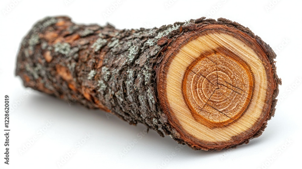 Aufkleber tree branch log section with growth rings isolated on white background