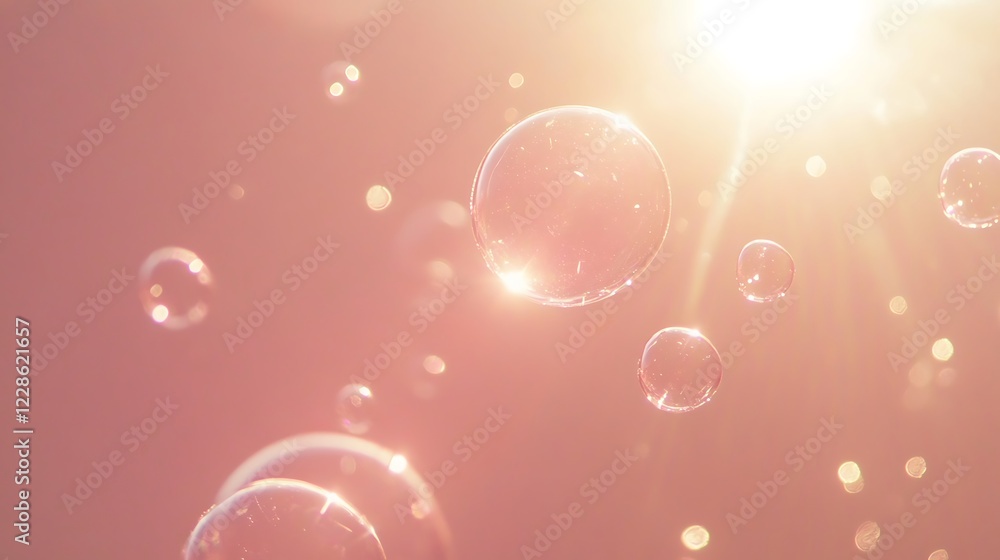Poster Sparkling Soap Bubbles Float In Sunlight
