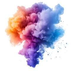 Vibrant Multicolor Smoke Cloud with Swirling Effect, Isolated on Transparent Background