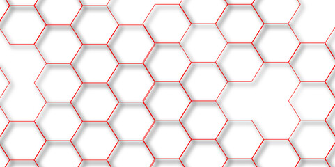 abstract geometric red texture background red hexagon 3D background texture. 3d rendering illustration. Clear pattern abstract background hexagon .Futuristic abstract banner.