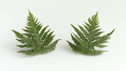 Obraz premium Two fern fronds on white background for minimalist design