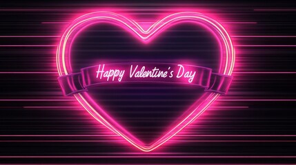 Neon Heart Valentines Day Greeting Design
