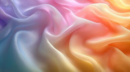 Obraz premium Delicate pastel rainbow gradient with silky texture and smooth waves