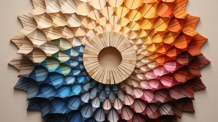 Obraz premium Wheel pattern made of assorted colored pencils