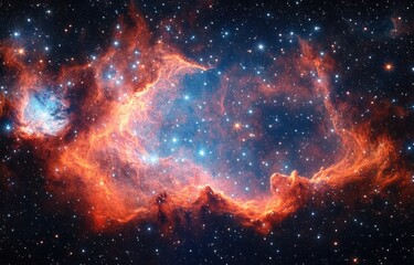 Fototapeta premium Stunning Cosmic Nebula in Triangulum Galaxy with Star Clusters and Gas Clouds Surrealism Art