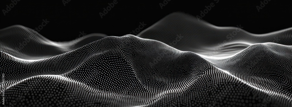 Poster monochrome wave pattern abstract digital dots background