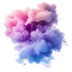Vibrant Multicolor Smoke Cloud with Swirling Effect, Isolated on Transparent Background