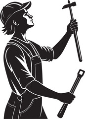 Isolated black person holding tools icon Vector, black person holding tools Silhouette,black person holding tools icon set, black person holding tools for logo,color black person holding tools Vector