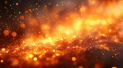 Fototapeta premium Glowing orange and brown particles create warm, magical atmosphere