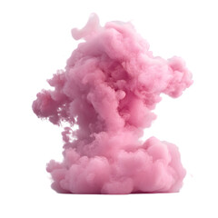 Abstract Pink Ink Explosion Creating Misty Smoke, Isolated on Transparent Background