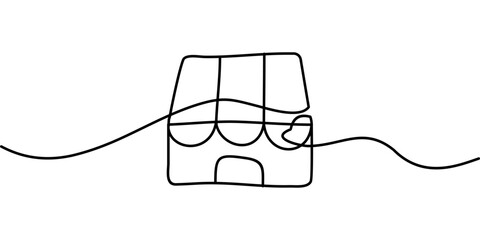 Obraz premium continuous line drawing of shop symbol. abstract line art illustration
