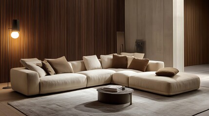 Fototapeta premium Modern Sectional Sofa in a Luxurious Living Room
