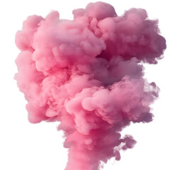 Vibrant Pink Smoke Cloud with Soft Swirling Effect, Isolated on Transparent Background