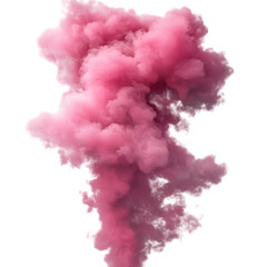 Vibrant Pink Smoke Cloud with Soft Swirling Effect, Isolated on Transparent Background