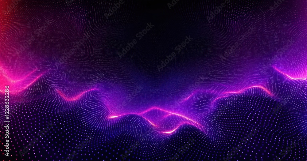 Poster abstract wavy lines with arrows and particles in blue and black, vector illustration of dynamic moti